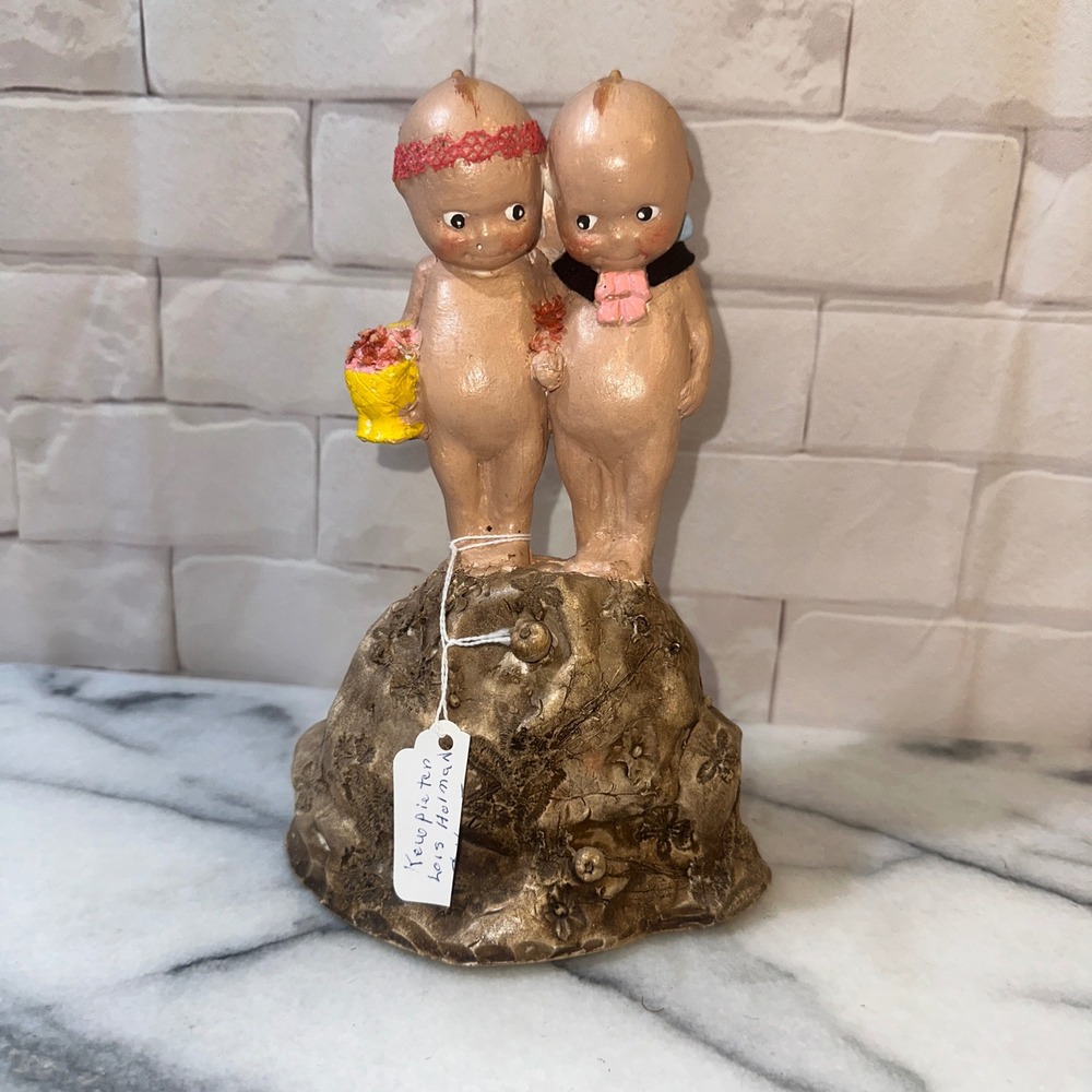 Vintage 1987 Lois Holman Kewpie Cherub Figurine Folk Art Sculpture 8.5"